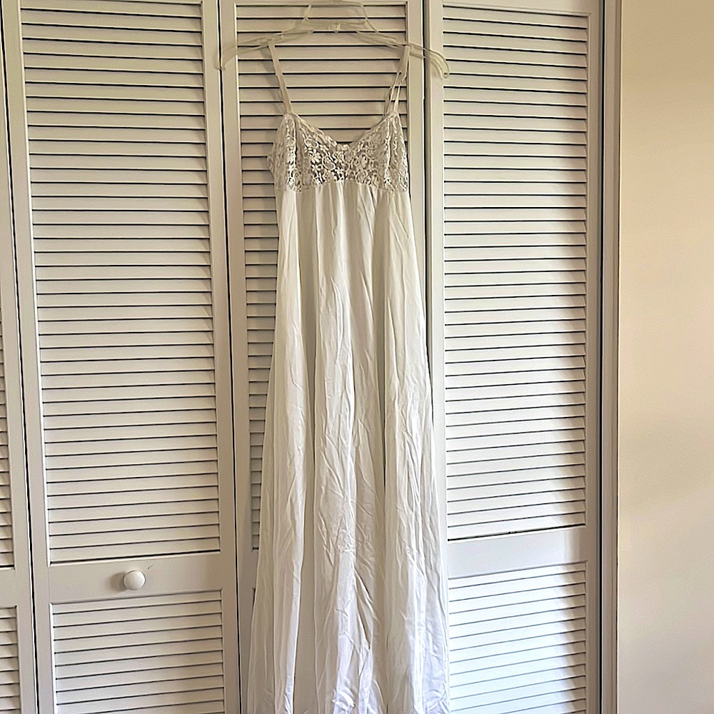 Long white spaghetti strap nightgown
